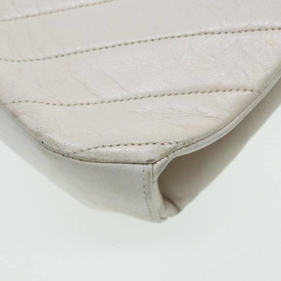 CHANEL V Stitch Chain Hand Bag Leather White CC Auth yk14103 - Picture 9 of 16